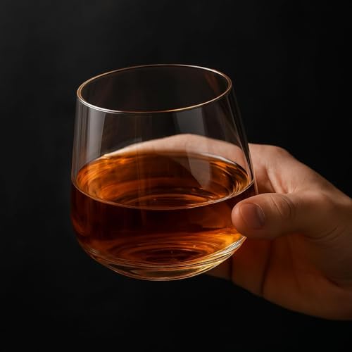 Image of Whisky Glass Set of 6, 370ML Crystal Cut Tumbler Glasses, Premium Old Fashioned Drinking Glasses for Whisky, Bourbon, Scotch, Cocktails, Liquor & Juice, Heavy Base Transparent Barware Set
