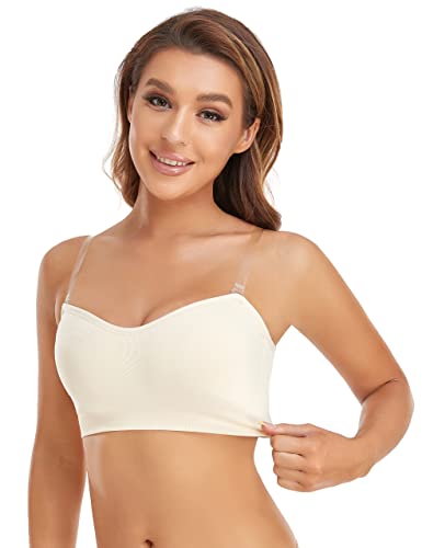 Lusait WNUSD330007 Strapless Bra For Women Non-Slip Silicone Padded Bandeau Bra Wireless Tube Top Bra Beige L thumb #4