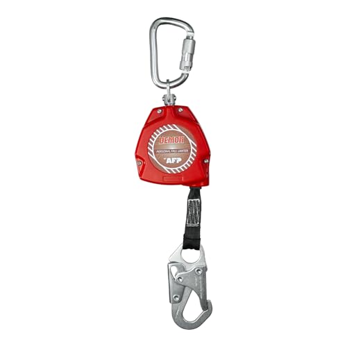 AFP Demon 11 FT Single Leg Self-Retracting Lifeline Web Lanyard Retractable | Steel Locking Snap Hook | Safety Yoyo | Fall Protection Arrest Limiter | Construction Industrial | OSHA & ANSI Rated SRL