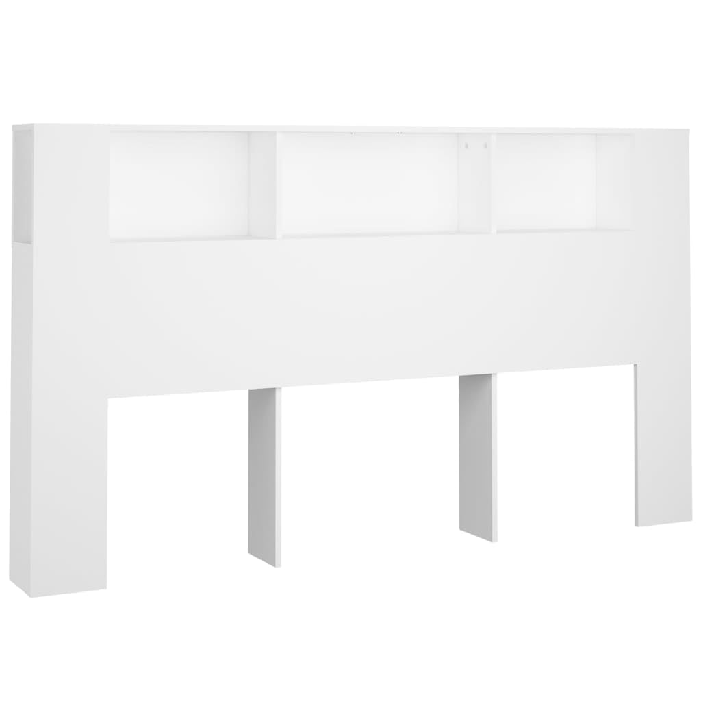 vidaXL Mueble Cabecero Armario de Cama con Almacenaje Pared Dormitorio Estantería Habitación Libros Decoraciones Blanco 180x18,5x104,5 cm