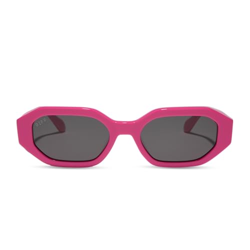 DIFF Allegra Designer Angular Sunglasses for Women UV400, Bright Pink + Grey3