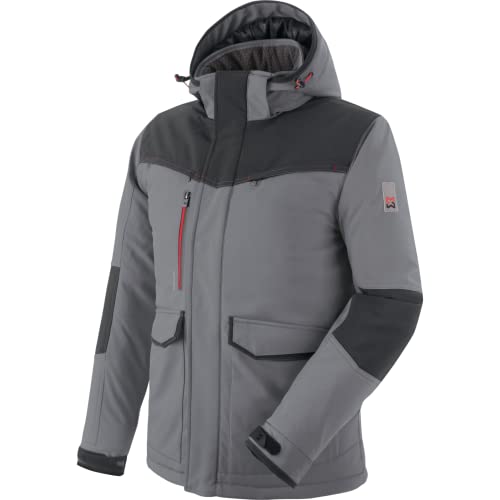 WÜRTH MODYF Winterjacke für Herren Softshelljacke Winter Stretch X in Grau – extra warme Jacke für die kalten Tage - wasserabweisend und winddicht - in der Größe L
