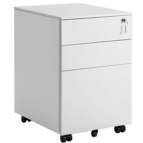 Three Drawer File Cabinet Mobile Metal Lockable File Cabinet Under Desk Fully Assembled