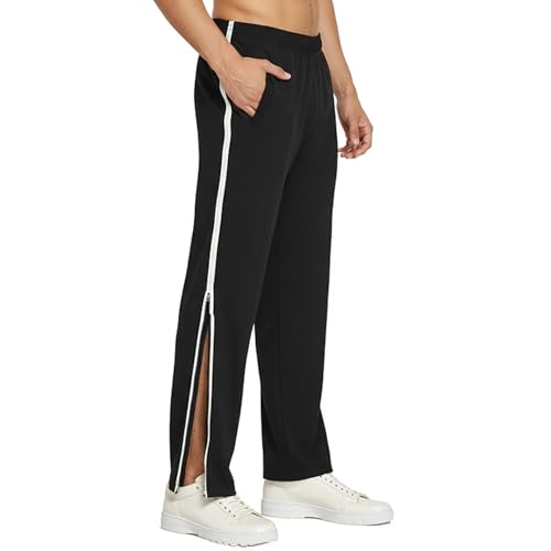 Neteson Pantalones de Chándal para Hombre Pantalones Deportivos Jogging Entrenamiento de Ocio con Cremallera Completa Pantalón de Rehabilitación Ropa Deportiva con Bolsillos