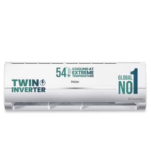 Image of Haier 1.5 Ton 3 Star Twin Inverter Split AC (Copper, 5 in 1 Convertible, Anti Bacterial Filter, Cools at 54C Temp, Long Air Throw - HSU17V-TMS3BN-INV, White)