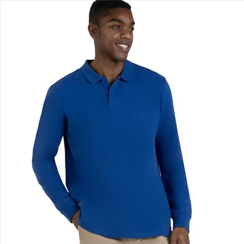 Polo masculino de manga larga Holloway, 100 % algodón piqué, cuello polo y botones miniatura 2