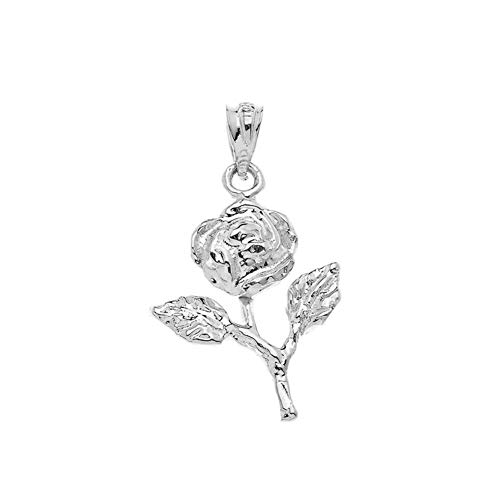 Sterling Silver Rose Stem Charm Pendant