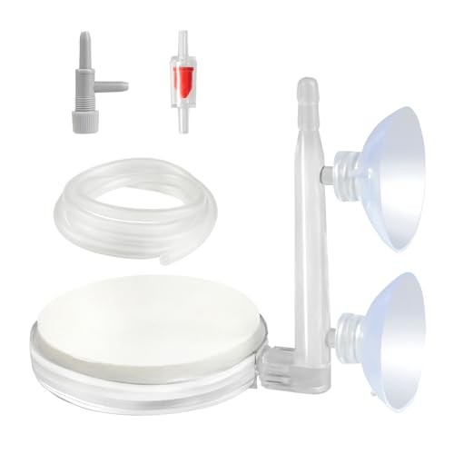 AQUANEAT Aquarium Air Stone Disc, 2 Inch Nano Bubble Stone Kit Quiet Dissolved Oxygen Diffuser with Accessories tubing and valves for Small Fish Tank