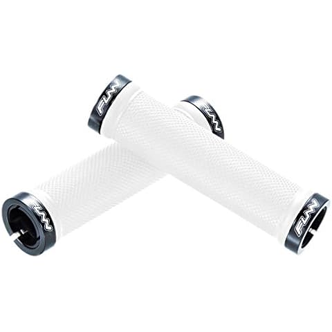 Funn Combat Mountain Bike Handlebar Grips with Double Lock On Clamp, Easy-to-fit and Durable Grips with 22 mm Inner Diameter, Diamond Shape Patterned Bicycle Grips for MTB/BMX (White) Cover