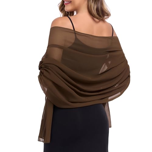 American Trends Chiffon shawls and wraps for evening dresses large shawls for wedding bridal Bridesmaids long scarf for women brown