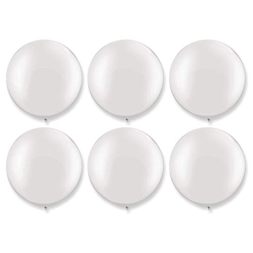 Image of PMLAND 6 Pcs White 36 Inch Giant Latex Balloons for Party Decor Decorations | White giant balloons for birthdays, weddings, graduations, photo backdrops, balloon arches, helium displays and party decor.