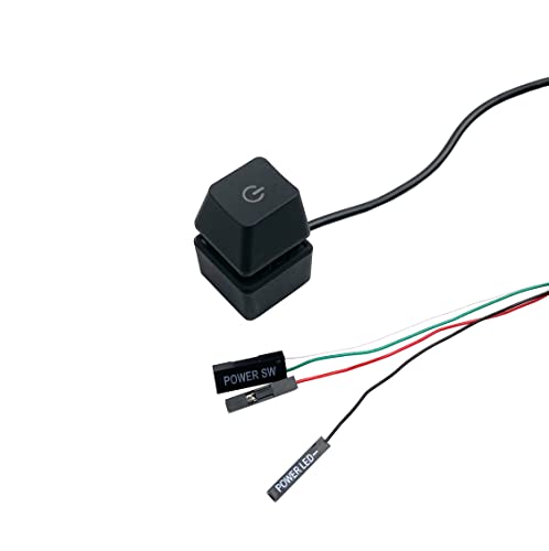 1 câble d'alimentation pour PC, bouton d'alimentation externe de 2 m de long pour ordinateur de bureau avec interrupteur marche/arrêt et LED bleue Cover