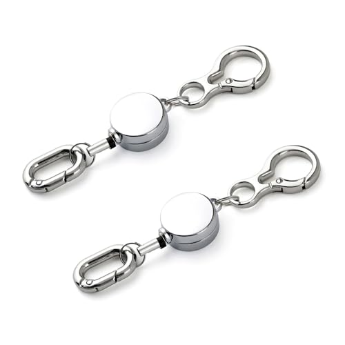 Porte-clé rétractable antivol noir avec câble acier extensible pour pass - 2