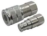 Karbonstahl. Hydraulische Flachseite 1,27 cm BSP Schnellkupplungs-Set – ISO 16028 Standard