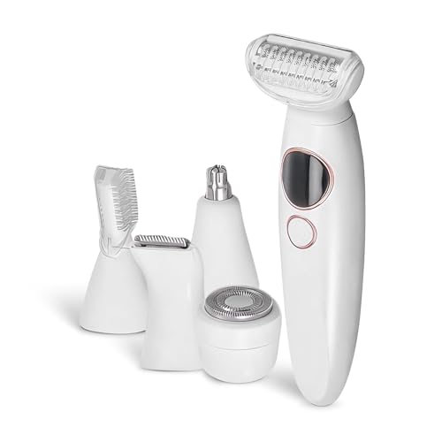 Solys Electric Razor for Women 5-in-1 Wet & Dry Shaver for Legs Bikini Area & Body Painless Hair Removal USB Rechargeable Suitable for All Skin Types