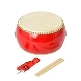Starshine 和太鼓 小太鼓 おもちゃ バチ2本 首掛けベルト付き 牛革使用 打楽器 響きが良い 子供の音楽リズムトレーニングに最適 お祭り カラオケ 宴会 応援 パーティー イベント 太鼓 練習 グッズ たいこ おもちゃ 保育園 誕生日プレゼントにも最適な和楽器 (9インチ（直径30cm）)