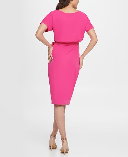 Image of Kensie Womens Short Sleeve Tie Waist Midi Dress