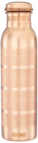 Amazon Brand - Solimo Copper Water Bottle | 100% Copper Lining |Leak-proof & Rust-proof | Ideal for Home, School & Office | 950 ml
