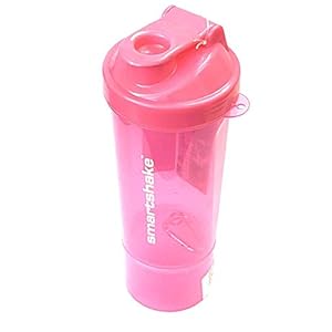 Smartshake Slim Protein Shaker Bottle With Storage 400ml to 500ml Leakproof BPA Free Small Protein Shake Bottles Smart Shaker Cup for Women + Men, Neon Pink