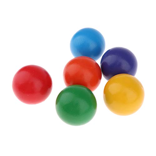 MagiDeal 6 x Holzkugeln Regenbogen, Regenbogen Bälle, Kinder Pädagogisches Lernspielzeug Holzspielzueg, Durchmesser: Ca. 4,5 cm Cover