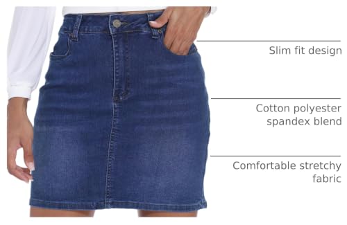 Image of GUANYY Womens Denim Mini Skirt-Casual Stretch Slim High Waisted Jean Skirts