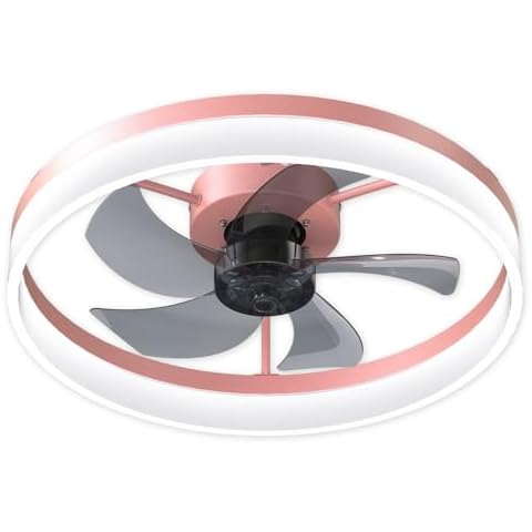 IVYHAVEN Ceiling Fan with Remote Control Memory Functions 21dB Low Noise 6 Adjustable Speeds Dimmable Led Ceiling Fan for Hallways Balconies Patios Pink Cover