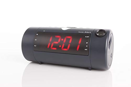 Sonic Alert Sonic Blast Super Loud Projection Alarm Clock with Bluetooth Speaker Black - SB700W | High Definition Projector Time Display | Wake On-Time
