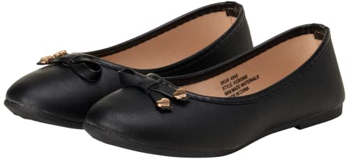 KENSIE GIRL Shoes - Classic Leatherette Ballet Flats with Glitter Bow (Toddler/Girl) - Main Image