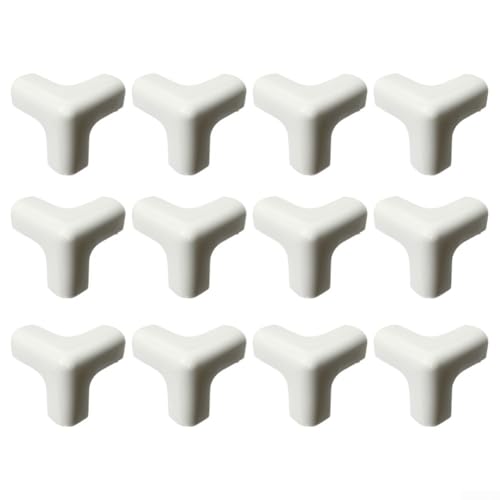 Home Safety - Set di 12 paraspigoli anti collisione a forma di T, trasparenti, colore: bianco