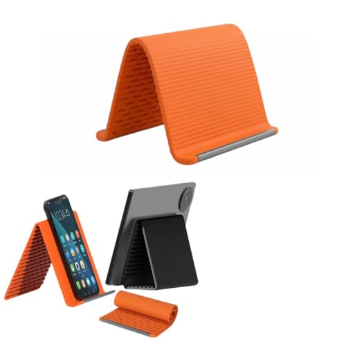 Portable Foldable Silicone Phone Holder 2026 New Bendable Freely into Any Shape Multi-Angle Adjustable Stand for Mobile Phone Tablets & Small Devices (Orange)