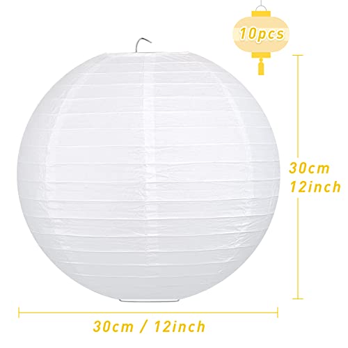 Image of 10pcs White Paper Lanterns, 12 inch Hanging Lantern