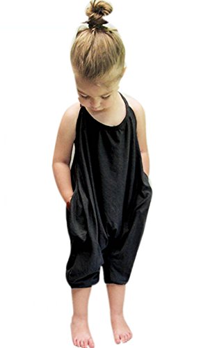 EGELEXY Toddler Kids Baby Girls Strap Romper Jumpsuit Harem Pant Trousers Clothes 2-8Y Size 2-3Years (Black)