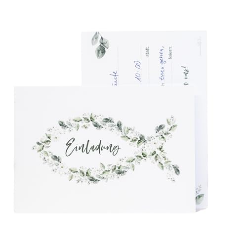 annaundfelix 12x Einladungskarten Taufe • Fisch grüne Blätter • Din A6 Set mit Lückentext • Kommunion Konfirmation Segnung Taufeinladung • Mädchen (Fisch) annaundfelix 12x Einladungskarten Taufe • Fisch grüne Blätter • Din A6 Set mit Lückentext • Kommunion Konfirmation Segnung Taufeinladung • Mädchen (Fisch)