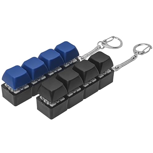 Image of Keyboard Fidget Toys for Adults,Mechanical Button Keyboard,Sensory Toys for Anxiety Stress Relief,Portable Sensory Anxiety Relief Keychain (Black + Blue)