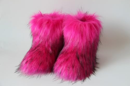 Gegefur Girls Boys Kids Faux Fur Boots Furry Fuzzy Fluffy Warm Winter Snow Boots Flat Shoes Outdoor2