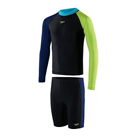 Speedo Junior Boy's Colourblock Rash & Jammer Set Cover