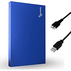 SUHSAI Disco Duro Externo portátil de 320GB, tamaño de Bolsillo, 2,5 Pulgadas, USB 3.0, Almacenamiento de Copia de Seguridad, Disco Duro Compacto, Compatible con Mac, PC, portátil, PS4, PS5 (Azul)