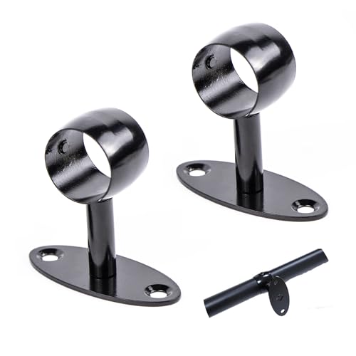 Handlaufhalter Handlauf Halterung, Edelstahl Handlaufträger Schwarz Sprühlack für Innen- und Außen Wandbefestigungen, Rundrohr Ø 33mm, Widerstandsfähig und Robust, 2 Stück