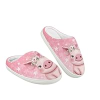 Kuiaobaty Pig Slippers for Kids Girls Memory Foam Cozy House Shoes, Cute Pig Floral Pink Warm Home Slippers Anti-Slip Sole for UK Indoor/Outdoor
