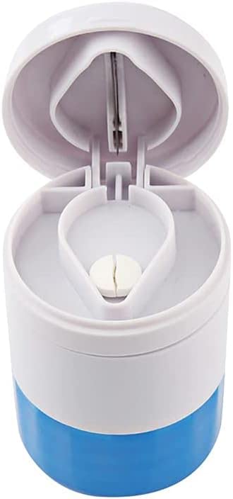 Pill Crusher Cutter Splitter Grinder Pill Water Cup [4 in 1] - Pill Crusher Pulverizer - Tablet Cutter with Small Pill Box Container Multifunction White
