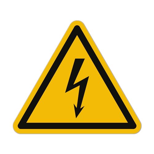 Aufkleber Elektro (15 Stück, 50 mm) - Achtung Strom Warnaufkleber - Warnung vor elektrischer Spannung - Gefahren Sticker Hochspannung (Sicherheitszeichen nach ASR A1.3 / ISO 7010 / W012) Gelb-Schwarz