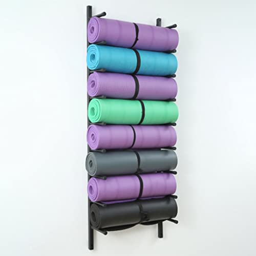 Support de tapis de yoga mural à 9 niveaux | Rangement fitness 160 cm