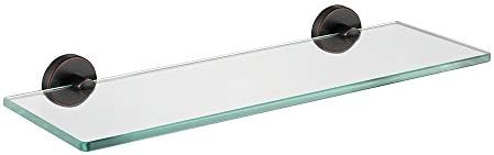 JQK Bathroom Glass Shelf Oil Rubbed Bronze, Tempered Glass Shower Storage 16 by 5 inches, 304 Stainless Steel ORB Wall Mount, TGS101-ORB