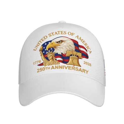 Image of USA Flag Baseball Cap American Patriotic Trucker Hat Father Dad Mother Mom Adjustable Sportswear Hat for Men Women Adults
