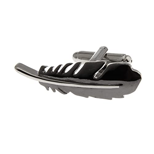 Mancuernillas para hombre, negras, pluma personalizadas miniatura 4