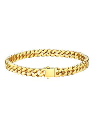 Bestyle Bracelet Homme Gourmette Or Acier Inoxydable Cubain Hip Hop Grosse 5mm Longueur 19cm Bijou Cadeau Père Mari Ami