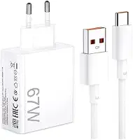 Carregador Turbo com Cabo USB-C, 67W, Branco, Plástico, Carregamento Rápido, Compacto, para Xiaomi e Smartphones com Entrada USB-C