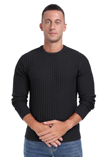 Askdeer Men's Crewneck Pullover Sweater Waffle Long Sleeve Casual Sweater Soft Knit Waffle Texture Sweater Ribbing Edge4