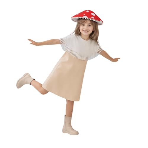 Disfraz infantil de hongo estilo botánico con sombrero y túnica