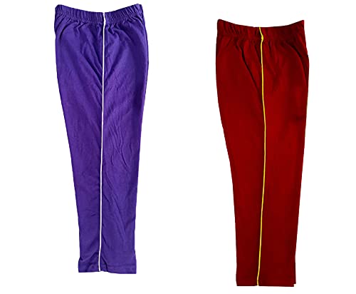 Image of indi weaves Girls Cotton Solid Capri 3 /4th Leggings (Pack of 2)